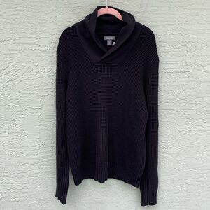 Kenneth Cole Reaction Waffle-Knit Shawl-collar Sweater Sz L